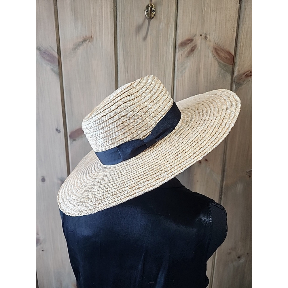 Lack of Color The Spencer Boater hat Natural Straw Wide Brim Sz Med 57cm - Picture 2 of 9